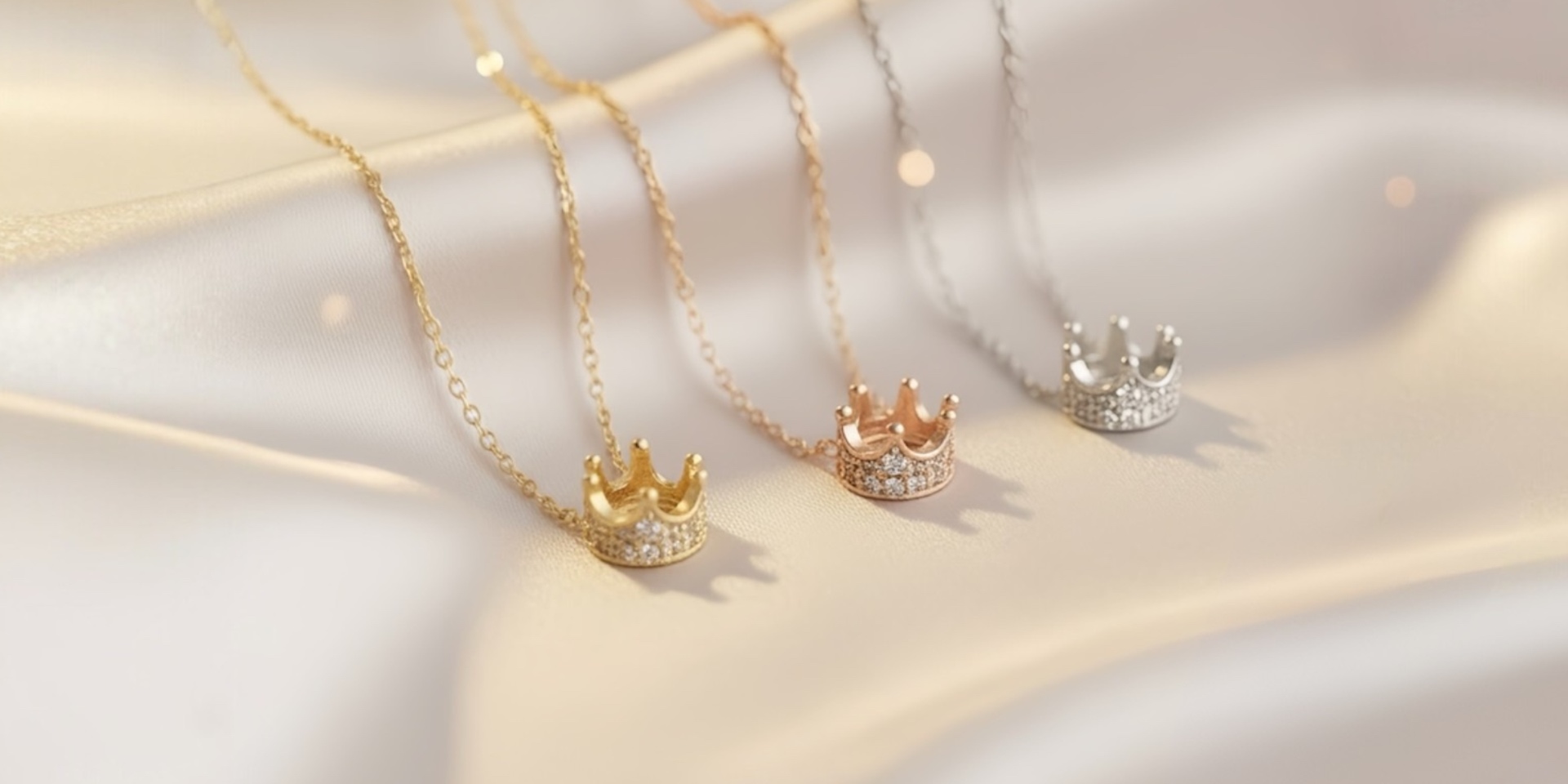 The Crown Pendant — gold, rose gold, and silver crown necklaces from the Crown Collection